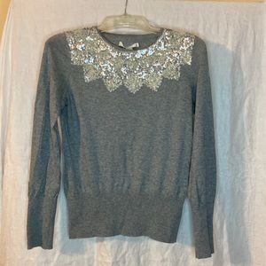 Grey sequin embellished lightweight sweater